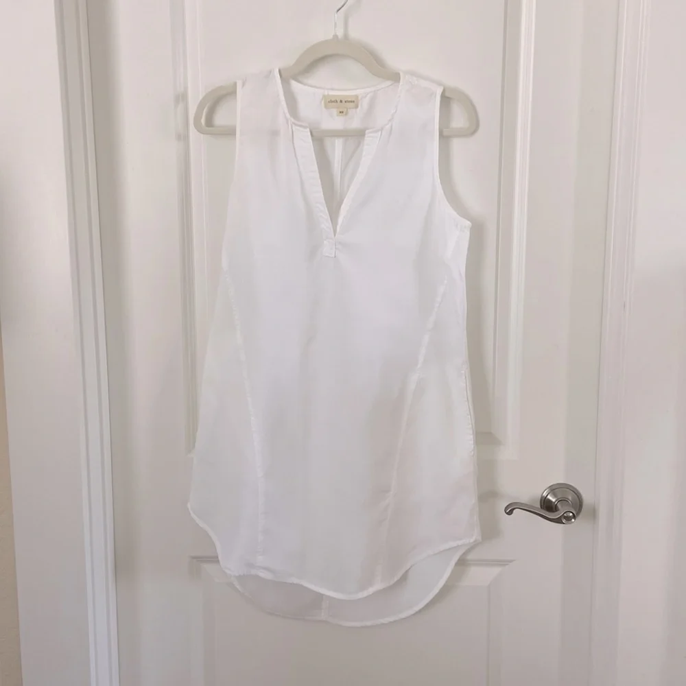 CLOTH & STONE Bright White Tencel Sleeveless Dress